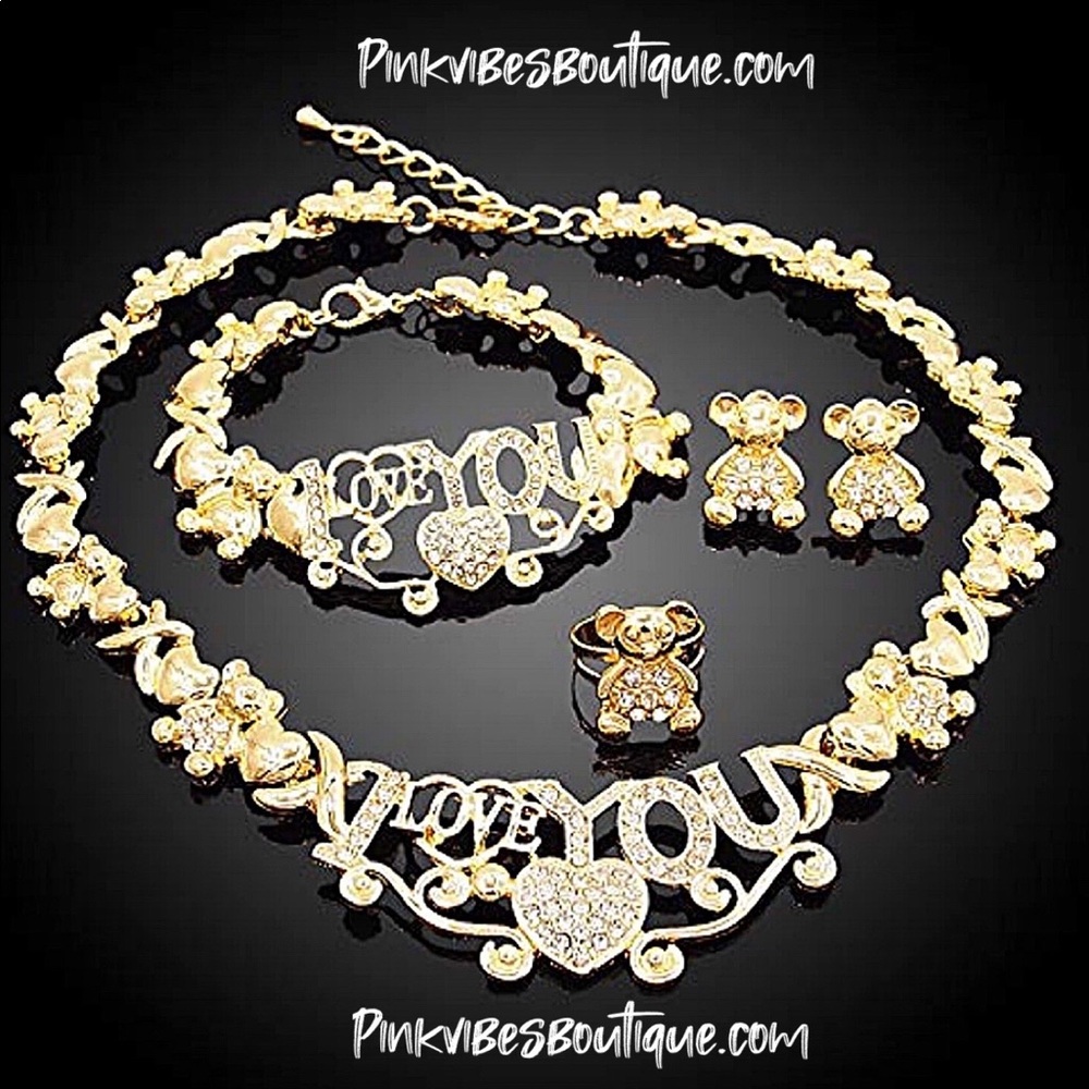 I Love you teddy bear necklace set - Picture 2 of 2